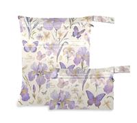 voucong Summer Fresh Flower Butterflies Purple - Bolsa de ropa reutilizable para traje de baño con asas para escenario, paquete de 2 unidades