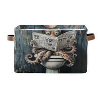 voucong Sweet Big Octoodes - Canastas de almacenamiento vintage para inodoro, 1 paquete, plegables e impermeables para organizar con tinas de mango resistente para organizar el baño