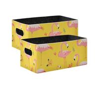 voucong Sweet Flamingo - Cestas decorativas para armario, paquete de 2 organizadores de ropa y almacenamiento para ropa, jeans, libros
