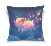 voucong Sweet Pig Starry Night Blue - Funda de almohada lumbar para decoración del hogar, sala de estar, hogar, 45,7 x 45,7 cm, color azul