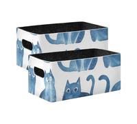 voucong Sweet Russian Blue Cats - Cestas plegables blancas, paquete de 2 organizadores de cubos para dormitorio, sala de estar, baño, estantes