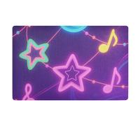 voucong Tapete de suelo de estrellas y lunas de colores fluorescentes, 32 x 20 pulgadas, respaldo de goma antideslizante, para todo tipo de clima, para vacaciones, entrada, porche al aire libre