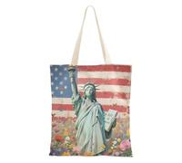voucong The American Flag Flower Tote Bags para mujer con bolsillos con asas reutilizables a granel bolsas de lona para regalo
