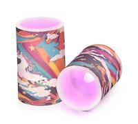 voucong Unicorns Rainbow Star - Velas electrónicas parpadeantes sin llama para hombre, luces electrónicas con purpurina LED para camping, juego de 2 piezas
