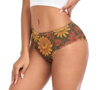 voucong William Morris - Bragas de bambú orgánico para mujer, diseño de flores rojas, ropa interior orgánica que absorbe la humedad, William Morris Flor Roja, L