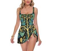 voucong William Morris Green Life Tree - Traje de baño ajustable de una pieza para mujer, control de abdomen, adelgazante, William Morris Green Life Tree, M