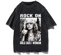 Voulkco Camiseta con Estampado de Cantante de Rock Stevie-Nicks, Camiseta Holgada de algodón Lavada Vintage de Gran tamaño, Top de Manga Corta con Cuello Redondo a la Moda para Hombre-S