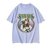 Voulkco Camiseta para Hombre, álbum de música Rock Stevie Nicks, Camiseta de Manga Corta a la Moda Retro para Mujer, Camiseta Informal de algodón de Gran tamaño, Ropa de Calle-Black||XS
