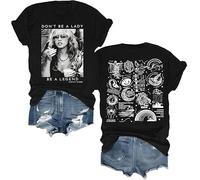 Voulkco Camisetas de Mujer Don't Be A Lady Be A Legend No Seas una Dama, sé una Leyenda Camiseta Estampada Stev-ie Music Ni-CKS Manga Corta de algodón Suave Camiseta Streetwear Unisex-Black||XS