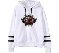 Voulkco Sudadera con Capucha para Hombre Path of Exile 2 Merch Sudadera con Capucha y Manga a Rayas paralelas sin Bolsillo Jersey Unisex Hip Hop Moda Streetwear-Black||XXS