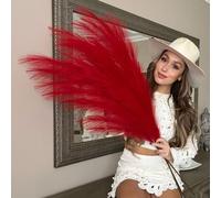 VOULUX 3 tallos de 115 cm, 18 plumas artificiales decorativas de flora para jarrones de suelo, flores rojas altas, flores largas de pampa