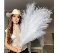 VOULUX Césped artificial de pampa artificial de color blanco extra grande, grande, esponjoso, 18 tallos de 115 cm, flores blancas altas, hierba de pampa larga