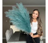 VOULUX Pampa artificial de pavo real extra grande, 3 tallos de 115 cm, 18 plumas artificiales decorativas para jarrones de suelo, plantas de pavo real, flores largas de pampas, P-01