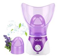 VOUM Vaporizador facial, nano iónico, bola mágica, vaporizador facial de niebla cálida, hidratante, sauna, SPA, pulverizador facial con 4 piezas de acero inoxidable y banda para el pelo (morado)