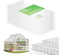 VOUNOT® 10 Placas de Policarbonato 6mm, 60,5x121cm, 7,3 m², Resistentes a Rayos UV y Golpes, Planchas Alveolares Transparente para Invernadero, Tejados, Jardín y Garajes