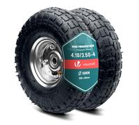 VOUNOT® 2 Ruedas Inflable 4.10/3.50-4" Rueda Completa Neumático Cámara con Válvula Llanta Rodamientos Bolas Eje 16mm 260x85mm Neumáticos Recambio para Carretillas Obra Carros Jardinería Remolque Negro