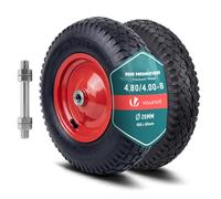 VOUNOT® 2 Ruedas Inflable 4.80/4.00-8" Rueda Completa Neumático Cámara con Válvula Llanta Rodamientos Eje Incl. 20mm 400x85mm Neumáticos Recambio para Carretillas Obra Carros Jardinería Remolque Negro