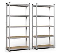 VOUNOT® 2 x Estantería Metálica 150x70x30 cm, Estante Almacenamiento de 5 Niveles, Estantería Cargas Pesadas, Montaje sin Herramientas, Carga de 875 kg, para Garaje, Bodega, Trastero