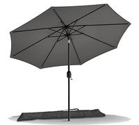 VOUNOT® 270 cm Sombrilla Playa Grande, Parasol Terraza Inclinable con Manivela, Protección UV para Patio, Jardín, Piscina, Exterior, Gris