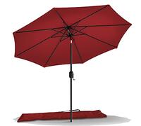 VOUNOT® 270 cm Sombrilla Playa Grande, Parasol Terraza Inclinable con Manivela, Protección UV para Patio, Jardín, Piscina, Exterior, Rojo