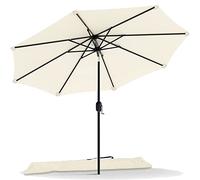 VOUNOT® 270 cm Sombrilla Playa Grande, Parasol Terraza Inclinable con Manivela, Protección UV para Patio, Jardín, Piscina, Exterior, Beige