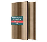 VOUNOT® 2x Paneles Acústicos Decorativos MDF 120x60x2,1cm con Fieltro Poliéster Insonorización Acústica Pared Absorción de Sonido Pared de Láminas Listones 3D para Salón Despacho Encimera Roble Claro