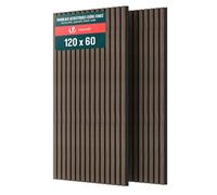 VOUNOT® 2x Paneles Acústicos Decorativos MDF 120x60x2,1cm con Fieltro Poliéster Insonorización Acústica Pared Absorción de Sonido Pared de Láminas Listones 3D para Salón Despacho Encimera Roble Oscuro