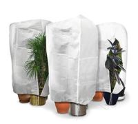 VOUNOT® 3 Piezas Funda para Plantas, Cubierta Vegetal Tela no Tejida 80g/m² Protector Plantas Invierno contra Heladas Reutilizable con Cordón y Cremallera, 120x180cm, Blanco