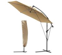 VOUNOT® 300 cm Parasol Excentrico, Sombrilla de Jardín con Manivela, Funda Protectora y Correa de Fijación, Protección UV, Caqui