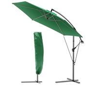 VOUNOT® 300 cm Parasol Excentrico, Sombrilla de Jardín con Manivela, Funda Protectora y Correa de Fijación, Protección UV, Verde