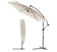 VOUNOT® 300 cm Parasol Excentrico, Sombrilla de Jardín con Manivela y Funda Protectora, Protección UV, Beige