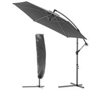VOUNOT® 300 cm Parasol Excentrico, Sombrilla de Jardín con Manivela y Funda Protectora, Protección UV, Gris