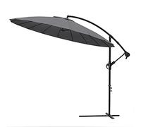 VOUNOT® 300 cm Shanghai Parasol Excentrico, Sombrilla Jardín con Manivela y Funda Protectora Protección UV, Gris