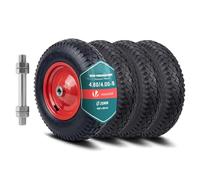 VOUNOT® 4 Ruedas Inflable 4.80/4.00-8" Rueda Completa Neumático Cámara con Válvula Llanta Rodamientos Eje Incl. 20mm 400x85mm Neumáticos Recambio para Carretillas Obra Carros Jardinería Remolque Negro