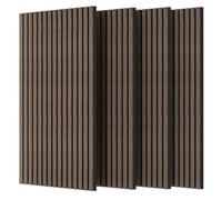 VOUNOT® 4x Paneles Acústicos Decorativos MDF 120x60x2,1cm con Fieltro Poliéster Insonorización Acústica Pared Absorción de Sonido Pared de Láminas Listones 3D para Salón Despacho Encimera Roble Oscuro