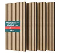 VOUNOT® 4x Paneles Acústicos Decorativos MDF 120x60x2,1cm con Fieltro Poliéster Insonorización Acústica Pared Absorción de Sonido Pared de Láminas Listones 3D para Salón Despacho Encimera Roble Claro