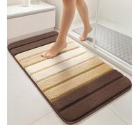 VOUNOT® Alfombra de Baño Antideslizante 40 x 60 cm, Alfombrilla Súper Absorbente y Extra Gruesa de Microfibra con Diseño Degradado Lavable a Máquina, Suave y Acolchada, Beige