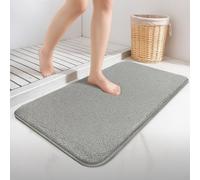 VOUNOT® Alfombra de Baño Antideslizante 50 x 80 cm, Alfombrilla Súper Absorbente y Extra Gruesa de Microfibra Lavable a Máquina, Suave y Acolchada, Gris