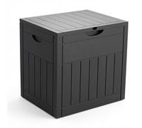 VOUNOT® Arcón Exterior Capacidad 126L PP Baúl Almacenaje Exterior con Tapa Bloqueable Asas Impermeable Caja de Almacenamiento Patio 56x43x53 cm Efecto de Madera para Ordenación Jardín y Terraza Negro