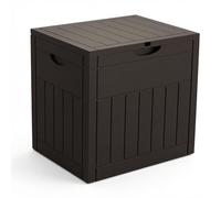 VOUNOT® Arcón Exterior Capacidad 126L PP Baúl Almacenaje Exterior con Tapa Bloqueable Asas Impermeable Caja de Almacenamiento Patio 56x43x53 cm Efecto de Madera para Ordenación Jardín y Terraza Marrón