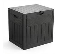 VOUNOT® Arcón Exterior Capacidad 126L PP Baúl Almacenaje Exterior con Tapa Bloqueable Asas Impermeable Caja de Almacenamiento Patio 56x43x53 cm Efecto Poliratán para Ordenación Jardín y Terraza Negro
