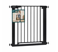 VOUNOT® Barrera de Seguridad Extensible 75-82 cm Puerta Seguridad Escalera Pasillo para Perros Mascotas Valla Metálica a Presión sin Taladros Alto 76 cm Doble Bloqueo Auto Close Giro Ambos Lados Negro