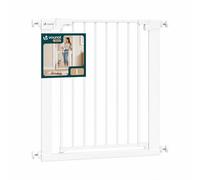 VOUNOT® Barrera de Seguridad Extensible 75-82 cm Puerta Seguridad Escalera Pasillo para Perros Mascotas Valla Metálica a Presión sin Taladros Alto 76cm Doble Bloqueo Auto Close Giro Ambos Lados Blanco