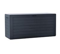 VOUNOT Baúl de Almacenaje de Plástico para Jardín, Arcón exterior con Tapa abatible, 280 L, Aspecto de Madera, Antracita