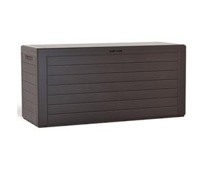 VOUNOT® Baúl de Almacenaje de Plástico para Jardín, Arcón Exterior con Tapa abatible, 280 L, Aspecto de Madera, Marrón