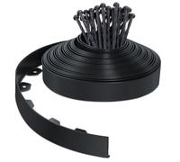 VOUNOT® Borde Jardín Césped Borde Flexible de PVC, Delimitadores de Bordes para Jardín, Bordura Exterior para Tierra Cenefa Parterres con 40 Clavijas, Longitud 20m Altura 5cm, Negro