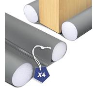 VOUNOT® Burlete Puerta Entrada Doble Aislamiento 96cm, 4X Cortavientos para Puerta Junta Inferior de Puerta Aislante Térmico Frío y Calor Protector Puerta Casa contra Ruido Corrientes, Cortable Gris