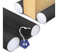 VOUNOT® Burlete Puerta Entrada Doble Aislamiento 96cm, 4x Cortavientos para Puerta Junta Inferior de Puerta Aislante Térmico Frío y Calor Protector Puerta Casa Contra Ruido Corrientes, Cortable Negro