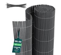 VOUNOT® Cañizo de PVC Imitación a Mimbre Cerramiento Mimbre Artificial en PVC Alta Durabilidad con Bridas Cañas Enteras de 7,5 mm Valla Decoración Jardín Terraza Ocultación Exterior 1.6x3M Antracita