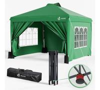 VOUNOT® Carpa Plegable Gazebo 3x3m Botón Central, Cenador Pabellón de Jardín con Paredes Laterales, Sacos Arena y Bolsa de Transporte, Pérgola Tienda Protección UV para Camping Fiestas Exterior, Verde
